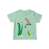 Croc & Roll – Personalised Kids T-Shirt - MINT GREEN - 0-5 Months Old (Chest 17")