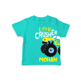 Little Crusher Truck – Personalised Kids T-Shirt - TEAL - 0-5 Months Old (Chest 17")