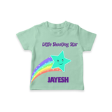 Little Shooting Star – Personalised Kids T-Shirt - MINT GREEN - 0-5 Months Old (Chest 17")