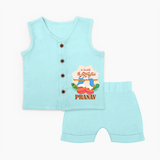 Naa Modati Krishnashtami Jabla Set | Personalized Baby Jabla Set for Krishnashtami - BABY BLUE - 0 - 3 Months Old (Chest 9.8")