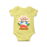 Naa Modati Krishnashtami Romper/onesie | Personalized Baby Romper/onesie for Krishnashtami - PASTEL YELLOW - New Born (Chest 14")