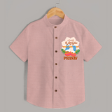 Naa Modati Krishnashtami Shirt | Personalized Baby Shirt for Krishnashtami - PEACH - 0 - 6 Months Old (Chest 23")