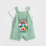 Naa Modati Krishnashtami Dungree Set | Custom Dungree Set for Your Baby's First Krishnashtami - MINT GREEN - 0 - 5 Months Old (Chest 18")