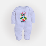 Naa Modati Krishnashtami Sleep Suit/Full Sleeve Body Suit | Custom Sleep Suit/Full Sleeve Body Suit for Your Baby's First Krishnashtami - BABY BLUE - New Born (Chest 7.5")