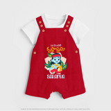 Naa Modati Krishnashtami Dungree Set | Custom Dungree Set for Your Baby's First Krishnashtami - RED - 0 - 5 Months Old (Chest 18")