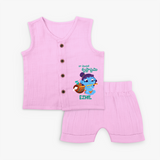 Celebrate Naa Modati Krishnashtami Jabla Set | Personalized Outfit for Baby's First Krishnashtami - BABY PINK - 0 - 3 Months Old (Chest 9.8")