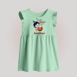 Naa Modati Krishnashtami Baby Baby Frock | Custom Krishnashtami Baby Frock for Your Little One - MINT GREEN - 0 - 3 Months Old (Chest 17")