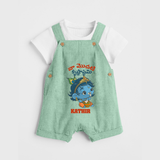 Naa Modati Krishnashtami Special Dungree Set | Personalized Baby Outfit for the Occasion - MINT GREEN - 0 - 5 Months Old (Chest 18")