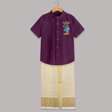 Naa Modati Krishnashtami Special Shirt and Dhoti | Personalized Baby Outfit for the Occasion - GRAPE - 0 - 6 Months Old (Chest-23") (Dhoti length-14")