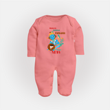 Maiya Ka Natkhat Kanhaiya Sleep Suit / Full Sleeve Bodysuit | Personalized Sleep Suit / Full Sleeve Bodysuit for Krishna's Mischief - PEACH - New Born (Chest 7.5")