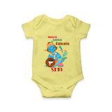 Maiya Ka Natkhat Kanhaiya Romper / Onesie | Personalized Romper / Onesie for Krishna's Mischief - PASTEL YELLOW - New Born (Chest 14")