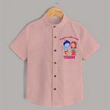 Pugari Radha Rani Shirt | Personalized Shirt for Krishna and Radha Fans - PEACH - 0 - 6 Months Old (Chest 23")
