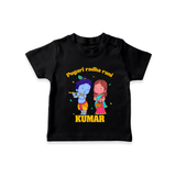 Pugari Radha Rani TShirt | Personalized TShirt for Krishna and Radha Fans - BLACK - 0-5 Months Old (Chest 17")