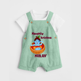Naughty Krishna Dungaree Set | Personalized Baby Dungaree Set for Your Little Mischief Maker - MINT GREEN - 0 - 5 Months Old (Chest 18")