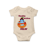 Naughty Krishna Romper / onesie | Personalized Baby Romper / onesie for Your Little Mischief Maker - IVORY - New Born (Chest 14")