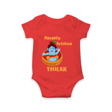 Naughty Krishna Romper / onesie | Personalized Baby Romper / onesie for Your Little Mischief Maker - RED - New Born (Chest 14")