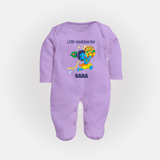 Little Maakhanchor Sleep Suit | Custom Sleep Suit for Krishna's Little Butter Thief - LILAC - New Born (Chest 7.5")
