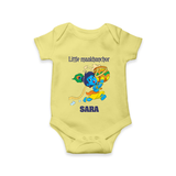 Little Maakhanchor Romper / onesie | Custom Romper / onesie for Krishna's Little Butter Thief - PASTEL YELLOW - New Born (Chest 14")