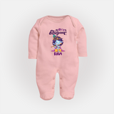 Kutty Krishna Sleep Suit/full sleeve body suit | Personalized Sleep Suit/full sleeve body suit for Krishna Jayanthi - BABY PINK - New Born (Chest 7.5")