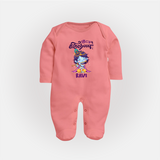Kutty Krishna Sleep Suit/full sleeve body suit | Personalized Sleep Suit/full sleeve body suit for Krishna Jayanthi - PEACH - New Born (Chest 7.5")