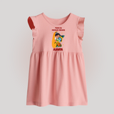Maiya Ka Natkhat Nandlal Baby Frock | Personalized Baby Frock for Krishna's Mischievous Side - BABY PINK - 0 - 3 Months Old (Chest 17")