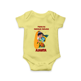 Maiya Ka Natkhat Nandlal Romper / Onesie | Personalized Romper / Onesie for Krishna's Mischievous Side - PASTEL YELLOW - New Born (Chest 14")