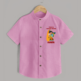 Maiya Ka Natkhat Nandlal Shirt | Personalized Shirt for Krishna's Mischievous Side - BABY PINK - 0 - 6 Months Old (Chest 23")