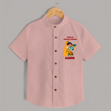 Maiya Ka Natkhat Nandlal Shirt | Personalized Shirt for Krishna's Mischievous Side - PEACH - 0 - 6 Months Old (Chest 23")