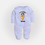 My First Janmashtami Sleeping Krishna Blessings Print Fullbody suit - BABY BLUE - New Born (Chest 7.5")