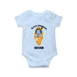 My First Janmashtami Sleeping Krishna Blessings Print Romper - BABY BLUE - New Born (Chest 14")