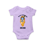 My First Janmashtami Sleeping Krishna Blessings Print Romper - LILAC - New Born (Chest 14")