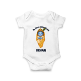 My First Janmashtami Sleeping Krishna Blessings Print Romper - WHITE - New Born (Chest 14")