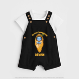 My First Janmashtami Sleeping Krishna Blessings Print Dungaree - BLACK - 0 - 5 Months Old (Chest 18")