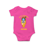 My First Janmashtami Sleeping Krishna Blessings Print Romper - HOT PINK - New Born (Chest 14")