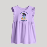 My First Krishna Janmashtami Little Kanha Print Baby Frock - LILAC - 0 - 3 Months Old (Chest 17")