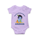 My First Krishna Janmashtami Little Kanha Print Romper - LILAC - New Born (Chest 14")