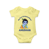 My First Krishna Janmashtami Little Kanha Print Romper - PASTEL YELLOW - New Born (Chest 14")