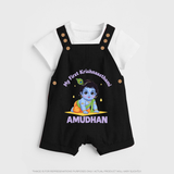 My First Krishna Janmashtami Little Kanha Print Dungaree - BLACK - 0 - 5 Months Old (Chest 18")