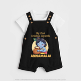 My First Krishna Janmashtami Sweet Krishna Celebration Print Dungaree - BLACK - 0 - 5 Months Old (Chest 18")