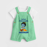 My First Krishna Janmashtami Baby Kanha Festive Print Dungaree - GREEN - 0 - 5 Months Old (Chest 18")