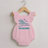 My First Janmashtami Peacock Feather Krishna Print Romper Frock - BABY PINK - 0 - 3 Months Old (Chest 19")