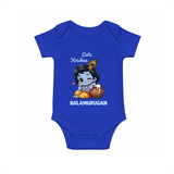 Cute Krishna Makhan Matki Print Romper - COBALT BLUE - New Born (Chest 14")