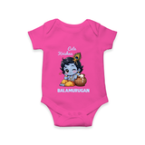 Cute Krishna Makhan Matki Print Romper - HOT PINK - New Born (Chest 14")
