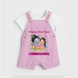 Krishna Radha Friendship Love Print Dungaree - BABY PINK - 0 - 5 Months Old (Chest 18")