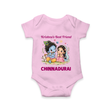 Krishna Radha Friendship Love Print Romper - BABY PINK - New Born (Chest 14")