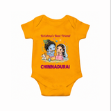 Krishna Radha Friendship Love Print Romper - CHROME YELLOW - New Born (Chest 14")