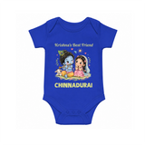Krishna Radha Friendship Love Print Romper - COBALT BLUE - New Born (Chest 14")