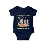 Krishna Radha Friendship Love Print Romper - NAVY BLUE - New Born (Chest 14")