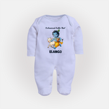 Professional Makhan Chor Krishna Print Fullbody suit - BABY BLUE - New Born (Chest 7.5")