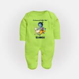 Professional Makhan Chor Krishna Print Fullbody suit - LIME GREEN - New Born (Chest 7.5")
